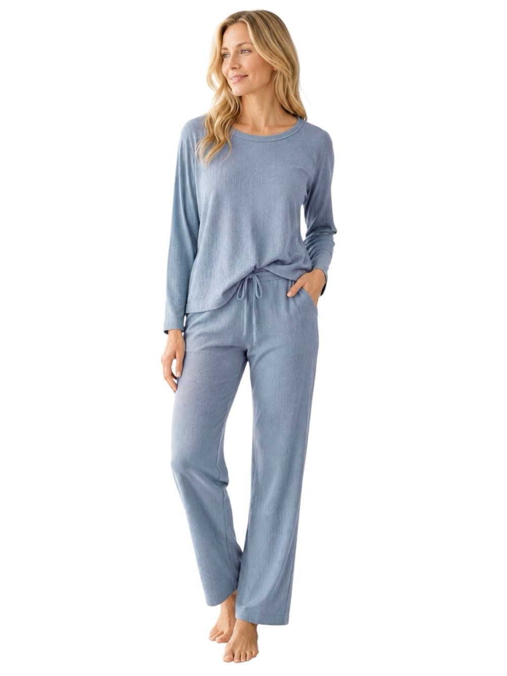 LAKE Pajamas 100% Pima Cotton Long Sleeve Lounge Top Pointelle Knit Size L - Picture 8 of 9